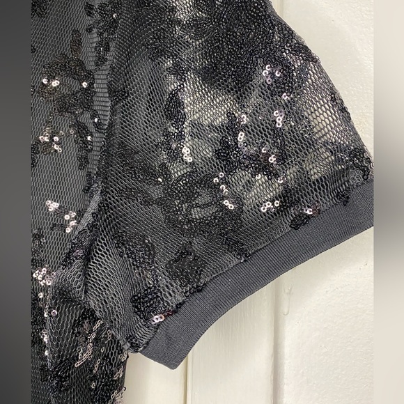 DKNY Black Bold Blooms Sequined Dress MSRP $139 🆕 - Picture 6 of 8